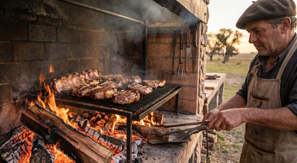 gaucho haciendo asado